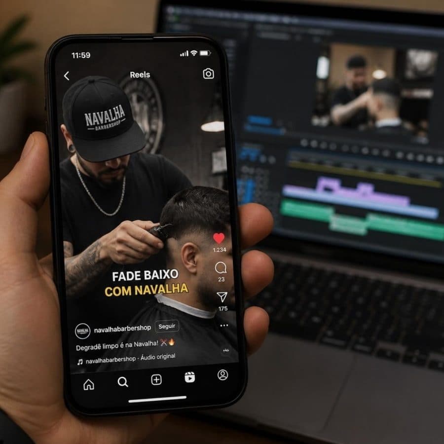 Vídeo Reels com legenda no celular