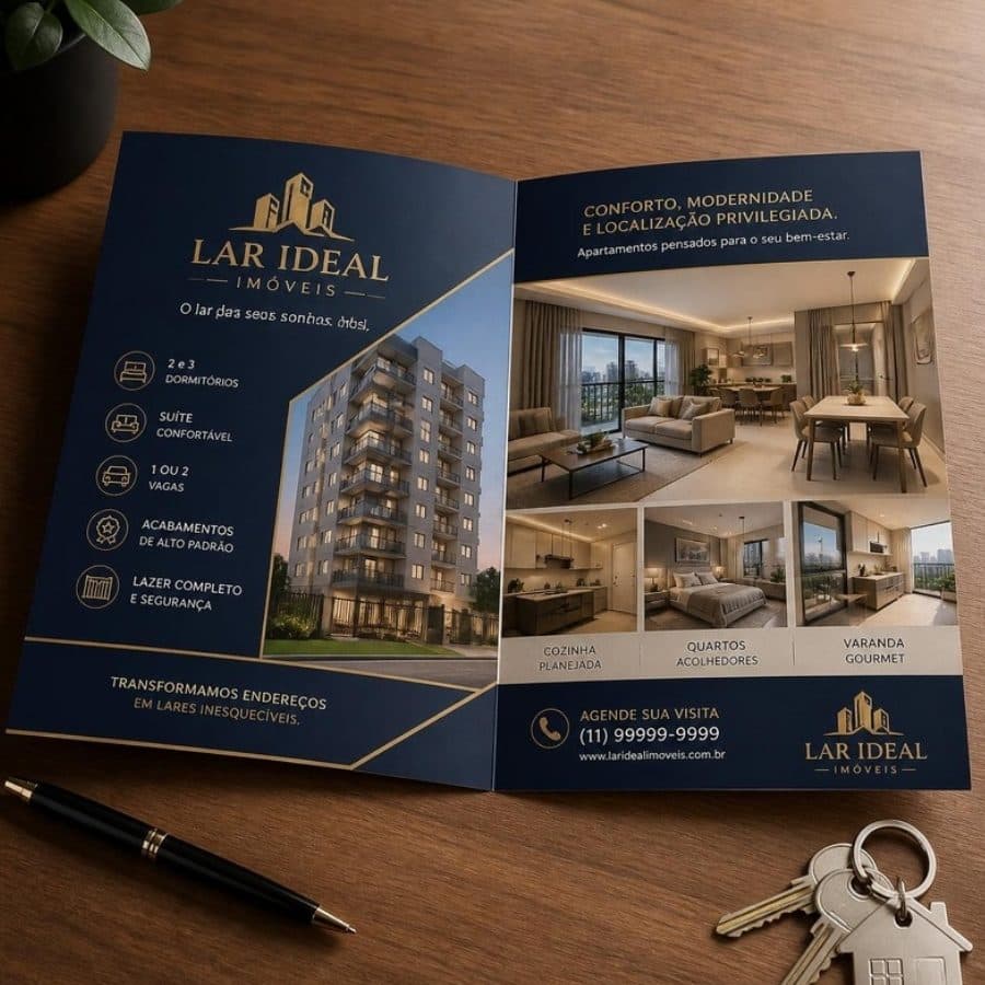 Folder de duas dobras de uma imobiliária