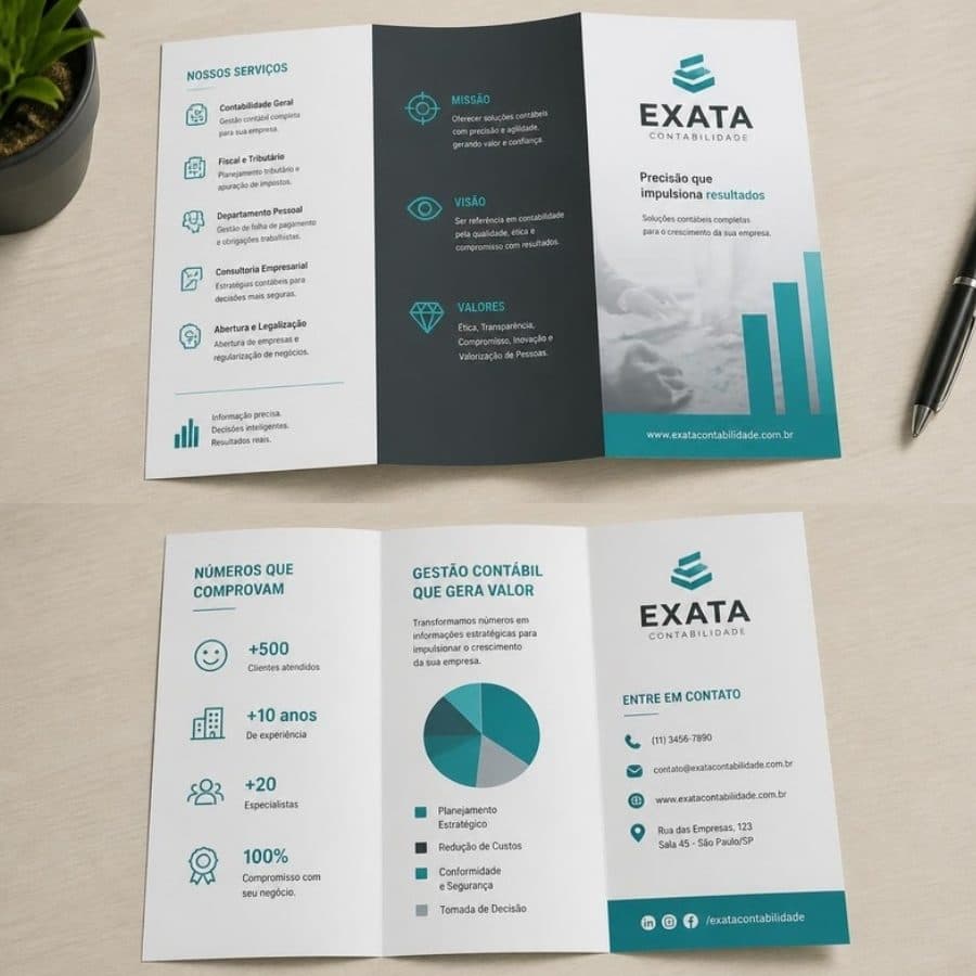 Folder de três dobras de um escritório de contabilidade