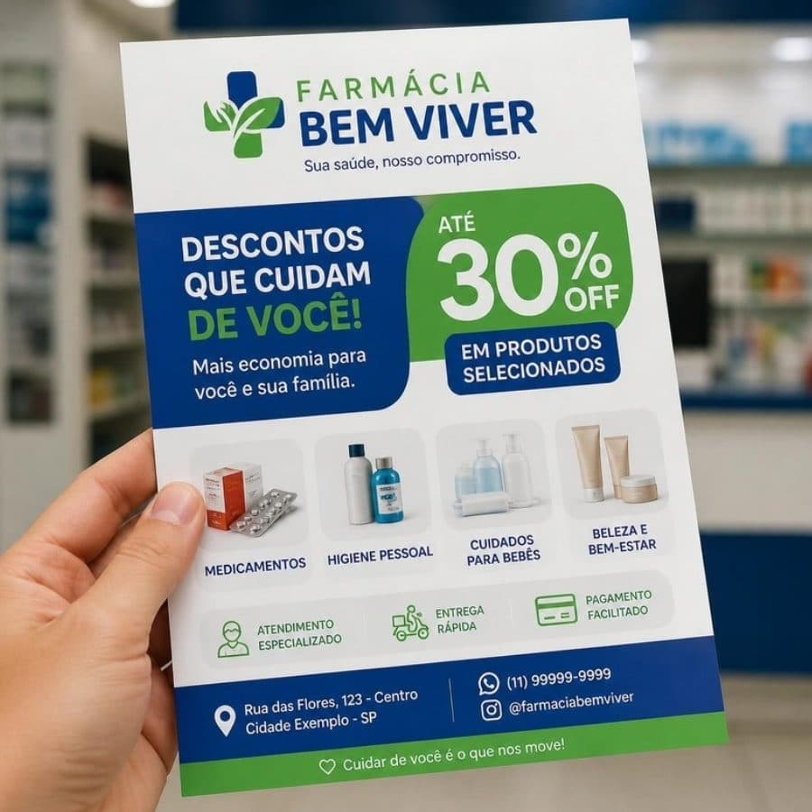 Panfleto de ofertas de uma farmácia