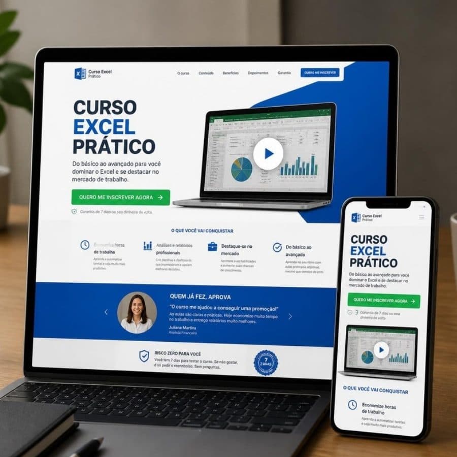 Landing page de inscrição em um curso online