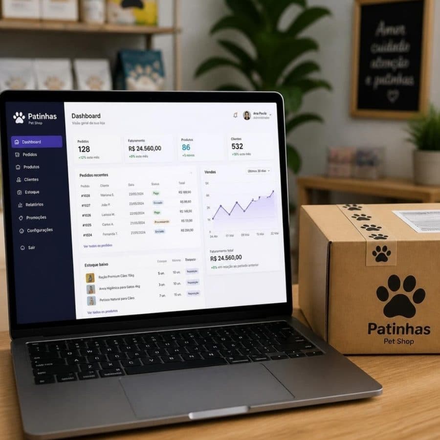 Painel de pedidos e vendas de uma loja virtual