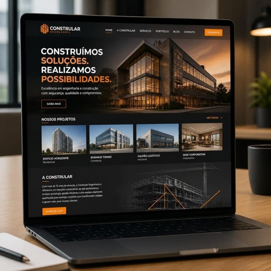 Site de uma construtora com portfólio de obras